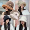 Bérets outil chaud femmes chapeau de seau moelleux cadeau doux réglable épaissir casquette de pêcheur coton peluche