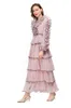 Damskie sukienki na pasie startowe V Długie rękawy Wzmocnione rurociąg Elegancki projektant mody imprezowy suknia balowa