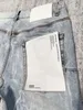 jeans neri da uomo jeans viola designer stack jeans stampa punto bianco Pantaloni skinny elasticizzati per uomo Pantaloni con cerniera effetto consumato per uomo pantaloni vintage slim skinny fashion
