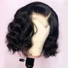 Court Bob perruques pour femmes 13 4 dentelle frontale perruque racines noires Remy brésilien avant cheveux humains naturel ondulé 150%