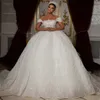 Prenses Balo Elbise Gelinlik 2024 Arapça Dubai Pullar Boncuklar Omuz Kabarık Gelin Resmi Gowns Vestido de Noiva Özel Yapımı