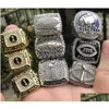 Cluster Rings 14Pcs 2011 - 2023 Year Fantasy Football Team Champions Championship Ring With Wooden Box Souvenir Men Fan Gift 2022 Drop Dhqn7