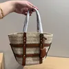 Borsa da donna borsa firmata moda borsa a tracolla nuova borsa tote intrecciata in paglia classica per uscire borsa da viaggio di grande capacità borsa con logo alfabeto