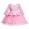 Girls Dresses Long Sleeve Baby Girl Party Dress Backless Cute Toddler Birthday Wedding Tutu Gown Red Christmas Year for 231124