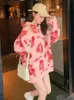 Women's Hoodies Sweatshirts Pink Love Tieed Sweatshirt Ladies Fashion Hooded Coat 2023 Autumn Winter Des