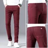 Calça masculina calça masculino Marca cinza Red Khaki Marinha 6 colorido Casual Men 2023 Autumn Business Fashion Leisure Elastic straigh