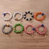 Keychains Fashion Charm Baseball Keychain For Keys Wood Beads Bracelet Keyring Women Accessories Multicolor Jewelry Gifts