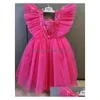 Платья для девочек Розово-красное праздничное платье принцессы для девочек Детская блестящая одежда для церемонии рождения с блестками Детское бальное платье на свадьбу S Dhnsq