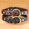 Dog Collars Leashes Genuine Leather Collar Leash Set Braided Durable For Medium Large s German Shepherd Pet Accessories 230424