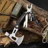 Camping Multitool Accessories Gifts for Men Dad 15 in 1 Upgraded Multi Tool Survival Gear with Axe Hammer Pliers Saw Screwdrivers Bottle Opener