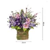 Kwiaty dekoracyjne moda sztuczne drzwi lawendowe wiszące tworzenie atmosfery fałszywy pierścień kwiatowy realistyczny wygląd