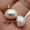 Stud 1214mm Mabe White Barokque Pearl 18K Gold Earrings Classic Ma Bei Personality Gorgeous Delicate 230425