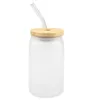 16 унций DIY Blank Sublimation Can Can Tumblers в форме пивных стеклянных чашек с бамбуковой крышкой и соломой для кофейной соды со льдом 0425 4.23 0516