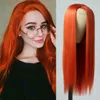 Copper Red Synthetic Lace Natural Soft Hair Long Straight Ginger Tied Replacement Heat Resistant Fiber