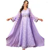 Vêtements ethniques Deux pièces Abaya Ensembles Femmes Dentelle Fleur Party Cardigan Islamique Musulman Mubarak Eid Jalabiya Marocain Caftan Robe M-2XL