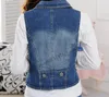 Women's Jackets Cotton Denim Fashion Beaded Slim Sleeveless Women Vintage Frayed Jeans Tank Tops