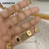 Stränge Saiten HangZhi Korean Vintage Wassertropfen Stern Runder Bär Oval Anhänger Halskette Geometrische Goldfarbe Stahl Schmuck 230424