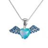 Pendant Necklaces Boho Female Small Angel Heart Pendants Rose Gold Color Wedding For Women Vintage Blue White Opal Necklace