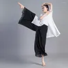 Stage Wear danse moderne femmes pantalon de danse pour la pratique folklorique chinoise classique ample longue en mousseline de soie pantalon à jambes larges