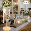 Vazolar 10 PCS 275 inç uzunluğunda kristal çiçek vazo metal çiçekler stant düğün centerpieces parti masaları süslemeleri 230425