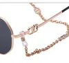 Lunettes de soleil chaîne 2023 femme haut de gamme mode ronde métal cadres lunettes à la mode dernier Style résistant aux ultraviolets UV400
