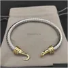 Bangle Dy Armband Designer Armbanden Mode-sieraden Voor Vrouwen Mannen Goud Sier Parel Hoofd Kruis Open Manchet Man Party Kerst drop Del Dht5R