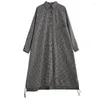 Trench da donna Camicie da donna Scozzese oversize Manica lunga Casual Stile coreano Collo alto Monopetto monopezzo