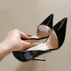 SURET Buty Sepatu Klasik Wanita Hitam Berkilau 8cm 10cm 12cm Hak Tinggi tipis UKURAN BESAR 3345 UJUNG LANCIP Kantor Pompa Nyaman Ringkas QP188 Roviciya 230425