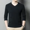 Men's Sweaters Men Sheep Wool Sweater T-shirt 2023 Autumn Spring V-neck Pure Long Sleeve Man Knit Jumper Pullovers