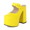 Sandalet Seksi Kadın Platformu 2023 Kadınlar İçin Yaz Ayakkabıları Şeker Sarı Yeşil Partisi Fetiş Dans Bayanlar Blok Topuklar Sandal