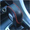 Other Interior Accessories New Car Pu Leather Carbon Fiber Gear Shift Knob Er For Ford Ecosport Escape Fusion C-Max Energi Wagon Fiest Otviw