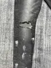 パープルジーンズデザイナースタックジーンズホワイトポイントプリントプリント男性のためのスキニーストレッチパンツ男性ストレッチデニムスエードハイエンド品質刺繍のためのジッパーズボン
