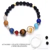 Strand Bracelets Hommes Univers Galaxy Huit Planètes Système Solaire Étoiles Gardiennes Pierres Perles Taille Réglable Bracelets Élastiques Pour Femmes