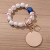 Keychains Fashion Charm Baseball Keychain For Keys Wood Beads Bracelet Keyring Women Accessories Multicolor Jewelry Gifts