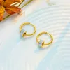 Hoop Earrings OIMG 316L Stainless Steel Gold Plated Not Fade Geometric Circle Zirconia For Women Punk Party Christmas Jewerly