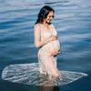 Zwangerschapsjurken Boheemse kanten jurk voor po shoot bling glitter kleren baby shower jurk grafiek kroon hoofdtooi 230425