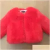 Jackor Jackor Girl S Fashion Faux Fur Coat Super Autumn Winter Barn Kort falsk fluffig jacka barn prinsessa kläder tz 0 230828 D dhhdz