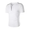 Men's T-Shirts Summer Men Casual Solid Color False V Collar Button Decorative T-shirt 230425