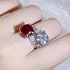 Wedding Rings Retro Silver Color Open For Woman Stamp 2023 Korean Fashion Ruby Jewelry Adjustable Party Girls' Luxury Ring