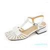 Sandals Woman Retro Ladies Patent Leather Shoes Spring Closed Toe Roman Style Vintage Gladiator Buckle Strap Summer Sandal