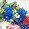 Flores decorativas grinaldas de girassol para o dia da independência patriótica e 4 de julho decorações para casa vermelho branco azul ventosas de janela