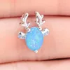 Colliers pendants Cinily créé bleu blanc feu opal zircon plaqué en argent se vend la mode pour les femmes bijoux OD7038-39