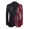 Men's Suits Stylish Men Shiny Sequins Blazer Coat Slim Fit One Button Lapel Glitter Tuxedo Suit Jacket For Banquet Prom Party Stage Costume