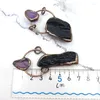 Hänghalsband oregelbundna naturliga ametist obsidian sten vintage koppar lödda modedesign smycken för att göra retro halsband charm