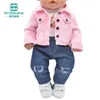 Doll Accessories Dolls clothes for 43cm Toys born doll and American Hole jeans Tshirt Girl's gift 230424