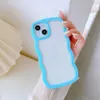 Curve Wave Frame Candy Korean Phone Case for Iphone 14 13 12 11 Pro X XR XS Max Transparent Shockproof Cute Soft Cove