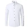 Chemises habillées pour hommes, couleur unie, manches longues, extensible dans 4 directions, chemise formelle, Business décontractée, boutonnée, en coton