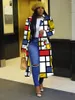 Trench da donna primavera moda donna 2023 stile High Street manica lunga cappotto risvolto stampa a quadri