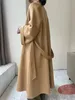 Women's Wool Blends Autumn and Winter Women's Plus Long Laceup Coat Solid Color Handmased Loose Nightgown Wool Cloak 231124