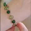 Strand Natural Freshwater Pearls Green Crystal Women Trendy Gold Plated Bracelet Fashion Jewelry Accessories